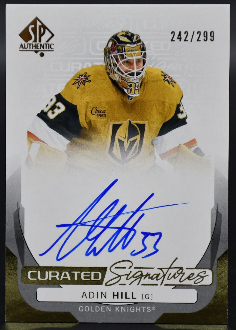 2024-25 SP Authentic Adin Hill SPC-AH Vegas Golden Knights Auto 242/299