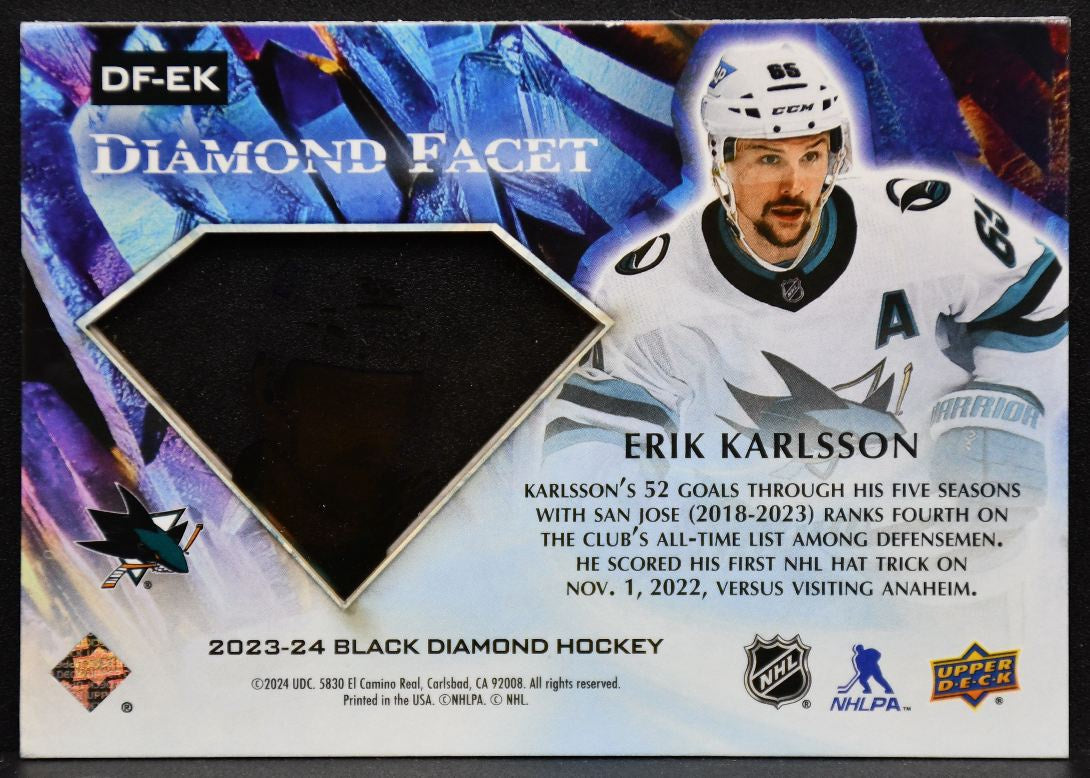 2023-24 Upper Deck Black Diamond Facet Erik Karlsson DF-EK San Jose Sharks 3407