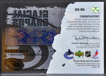 2005-06 Upper Deck Ice Glacial Graphs Ryan Kesler GG-RK Canucks Auto 9471