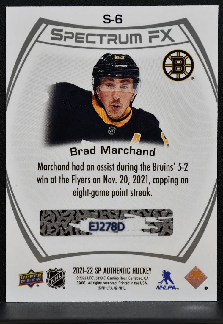 2021-22 SP Authentic Spectrum FX Brad Marchand S-6 Boston Bruins 1266