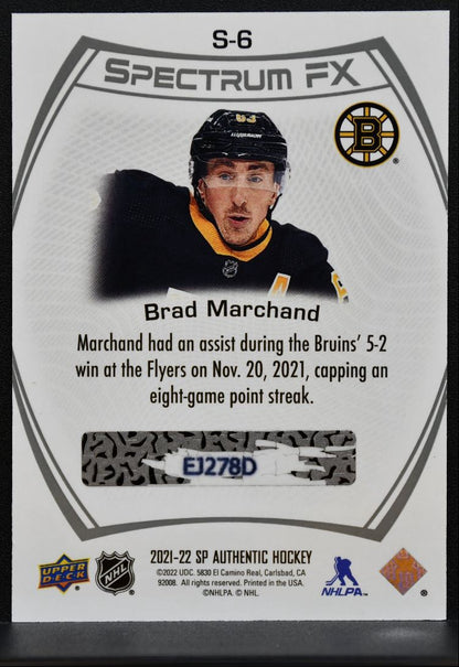 2021-22 SP Authentic Spectrum FX Brad Marchand S-6 Boston Bruins 1266