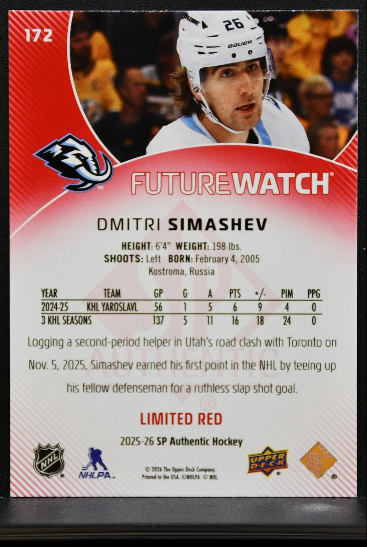 2025-26 SP Authentic Future Watch Limited Red Dmitri Simashev RC 8464