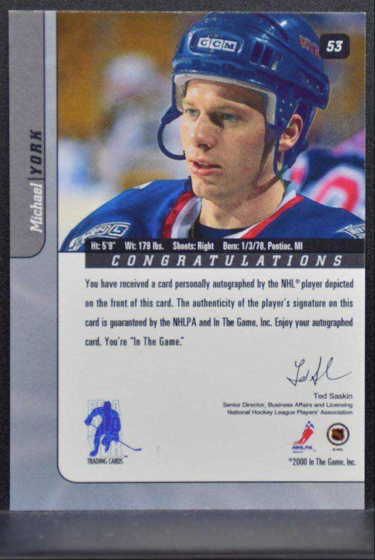 2000-01 In The Game Signature Series Auto Michael York Auto 2851