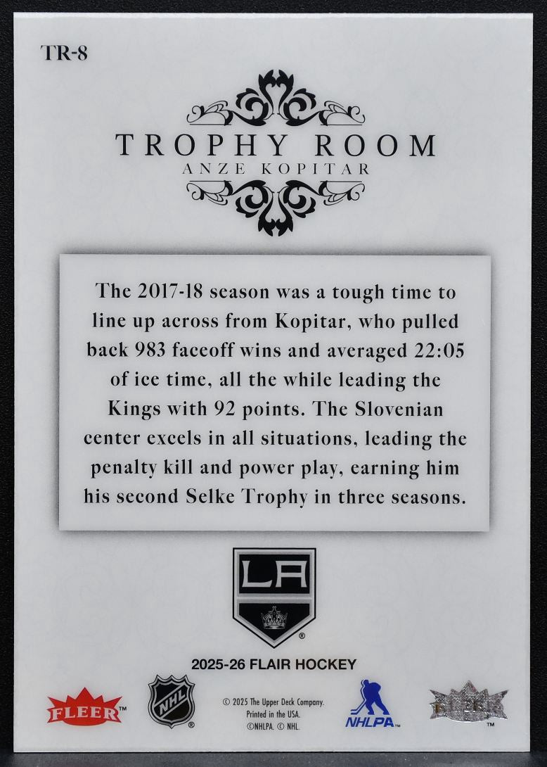 2025-26 Flair Trophy Room Anze Kopitar TR-8 Los Angeles Kings 9270
