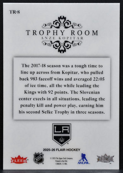 2025-26 Flair Trophy Room Anze Kopitar TR-8 Los Angeles Kings 9270