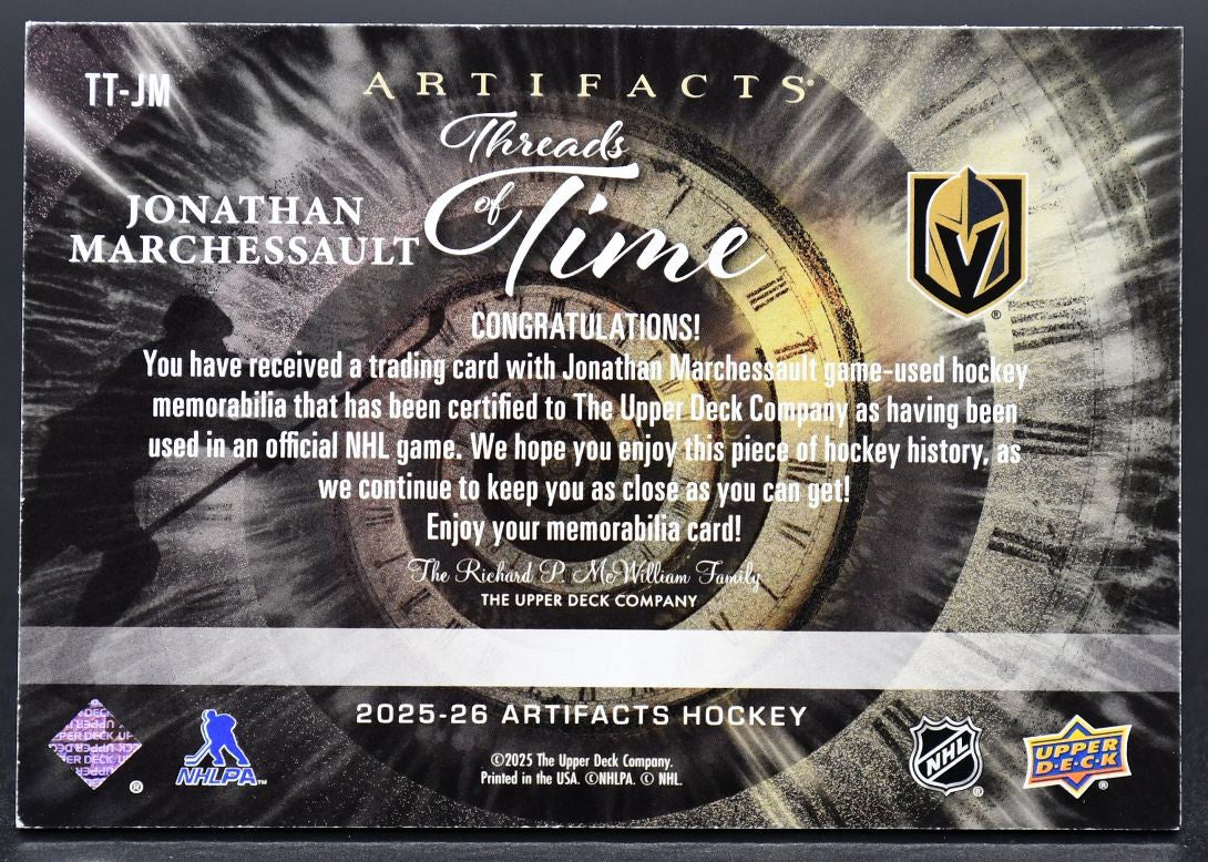 Maillot Jonathan Marchessault TT-JM UD Artifacts Threads of Time 2025-26