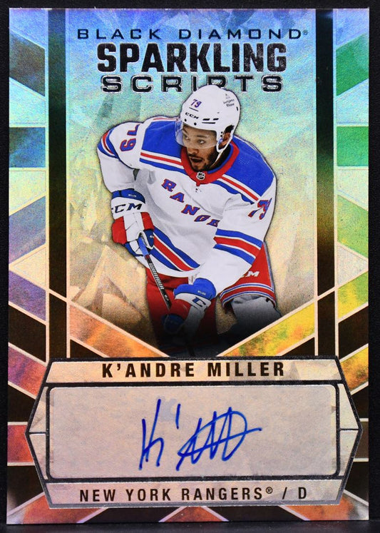 2022-23 UD Black Diamond Sparkling Scripts K'Andre Miller SC-KM Rangers Auto