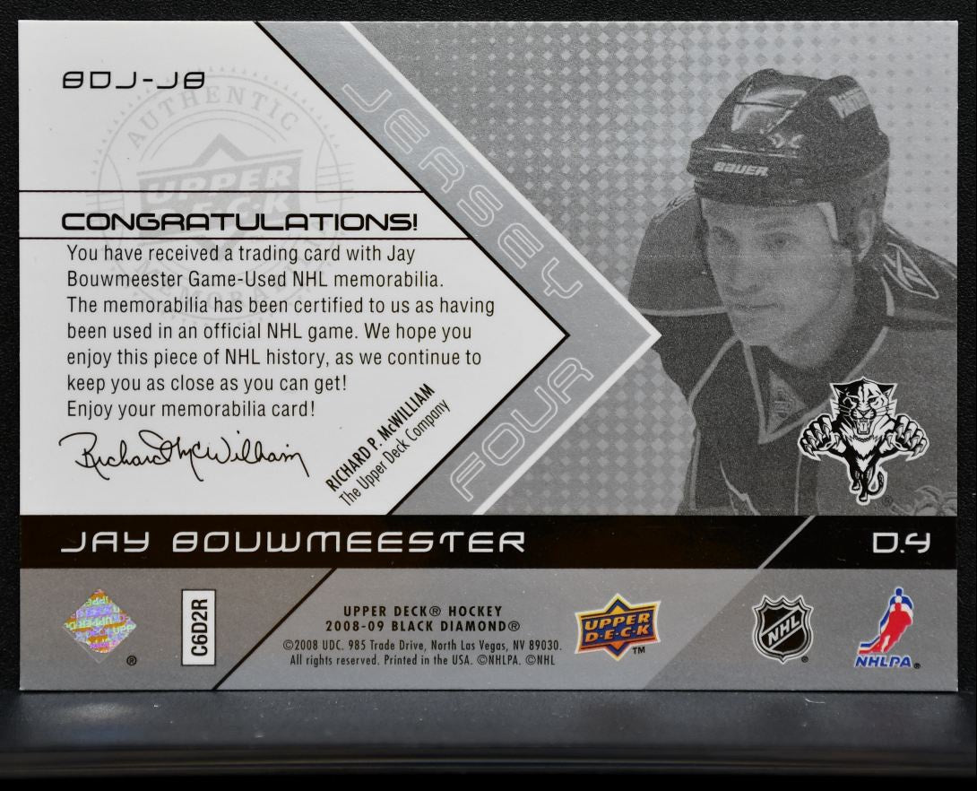 2008-09 UD Black Diamond Jerseys Quad Jay Bouwmeester Panthers Jersey 1013