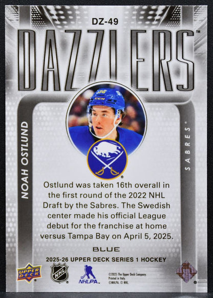 2025-26 Upper Deck Series 1 Dazzlers Blue Noah Ostlund DZ-49 Buffalo Sabres 4094