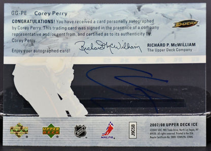 2007-08 UD ICE Glacial Graphs Corey Perry GG-PE Auto