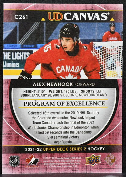 2021-22 UD Series 2 UD Canvas Program of Excellence Alex Newhook Canada 8976