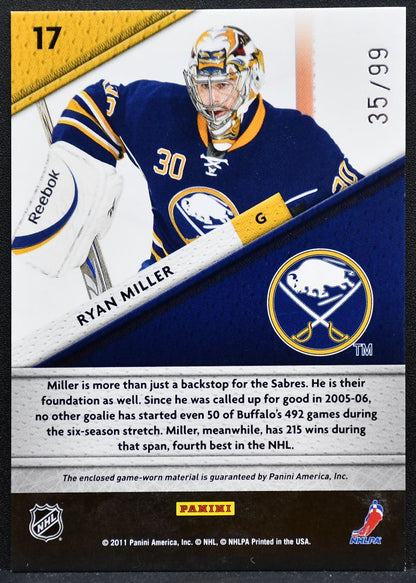 2011-12 Panini Certified Fabric of the Game Ryan Miller Sabres 35/99 Jersey 0110