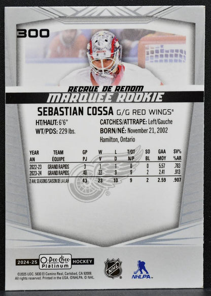 2024-25 O-Pee-Chee Platinum Marquee Rookie Sebastian Cossa 300 Red Wings RC 9560