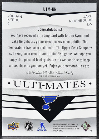 24-25 UD Ultimate Collection Ulti-Mates Jersey Kyrou / Neighbours Blues Jersey 3308