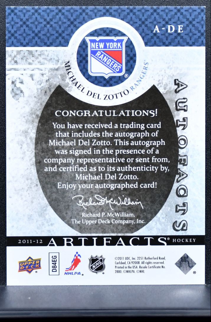2011-12 Upper Deck Artifacts Autofacts Michael Del Zotto A-DE Rangers Auto 0154