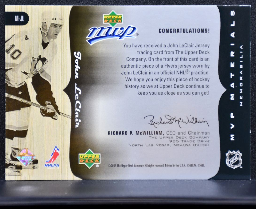 2005-06 Upper Deck MVP Materials John LeClair Pittsburgh Penguins Jersey 5609