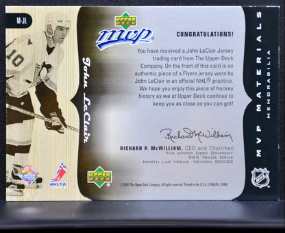 2005-06 Upper Deck MVP Materials John LeClair Pittsburgh Penguins Jersey 5609