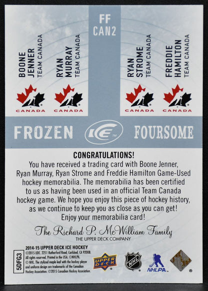 2014-15 UD Frozen Jenner / Murray / Storme / Hamilton Team Canada Jersey 6702