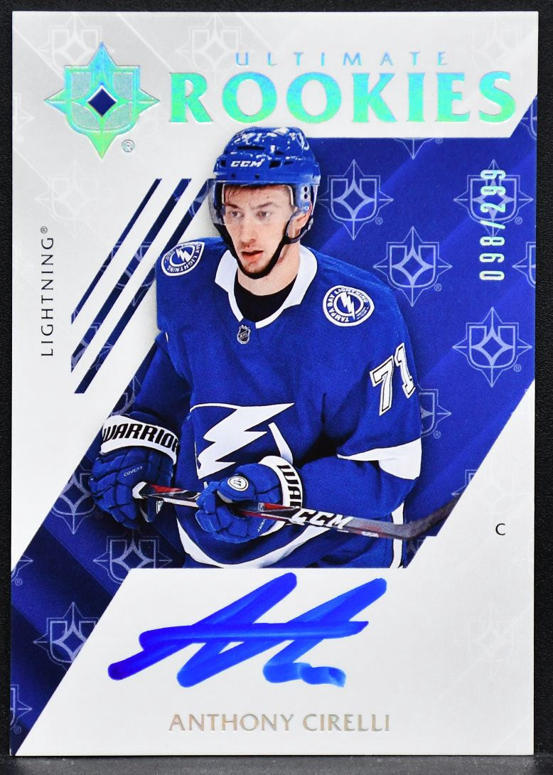 2018-19 UD Ultimate Collection Rookies Anthony Cirelli 58 RC Auto 098/299