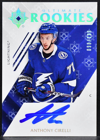 2018-19 UD Ultimate Collection Rookies Anthony Cirelli 58 RC Auto 098/299