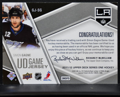 2011-12 Upper Deck Game Jerseys Simon Gagne GJ-SG Los Angeles Kings Jersey 6859