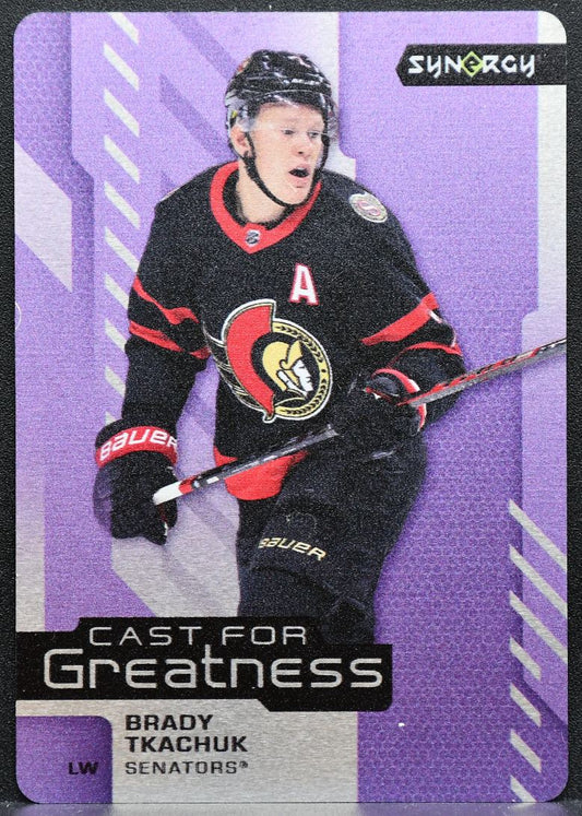 2021-22 UD Synergy Cast for Greatness Purple Brady Tkachuk CG-23 Senators 5760