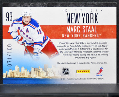 2010-11 Panini Pinnacle City Lights Signatures Marc Staal Auto 071/100 1229