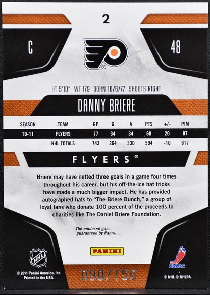 2011-12 Panini Certified Red Mirror Jersey Danny Briere 2 /150 Jersey 0154