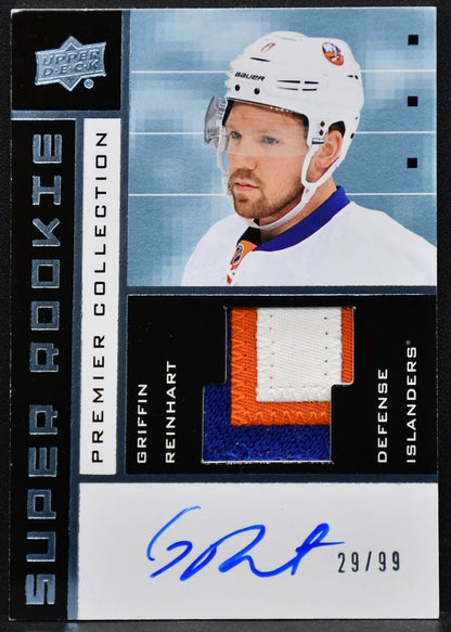 2014-15 UD Premier 2002-03 Tribute Patch Rookies Griffin Reinhart SRR-GR Auto 99