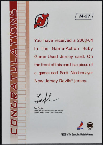 2003-04 In The Game Action Jerseys Ruby Niedermayer Jersey 9868