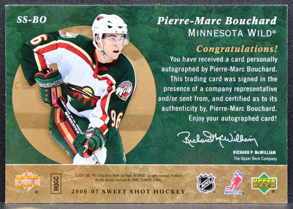 2006-07 UD Sweet Shot Signature Shots Pierre-Marc Bouchard Wild Auto 8122