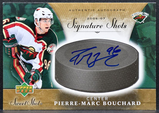 2006-07 UD Sweet Shot Signature Shots Pierre-Marc Bouchard Wild Auto 8122