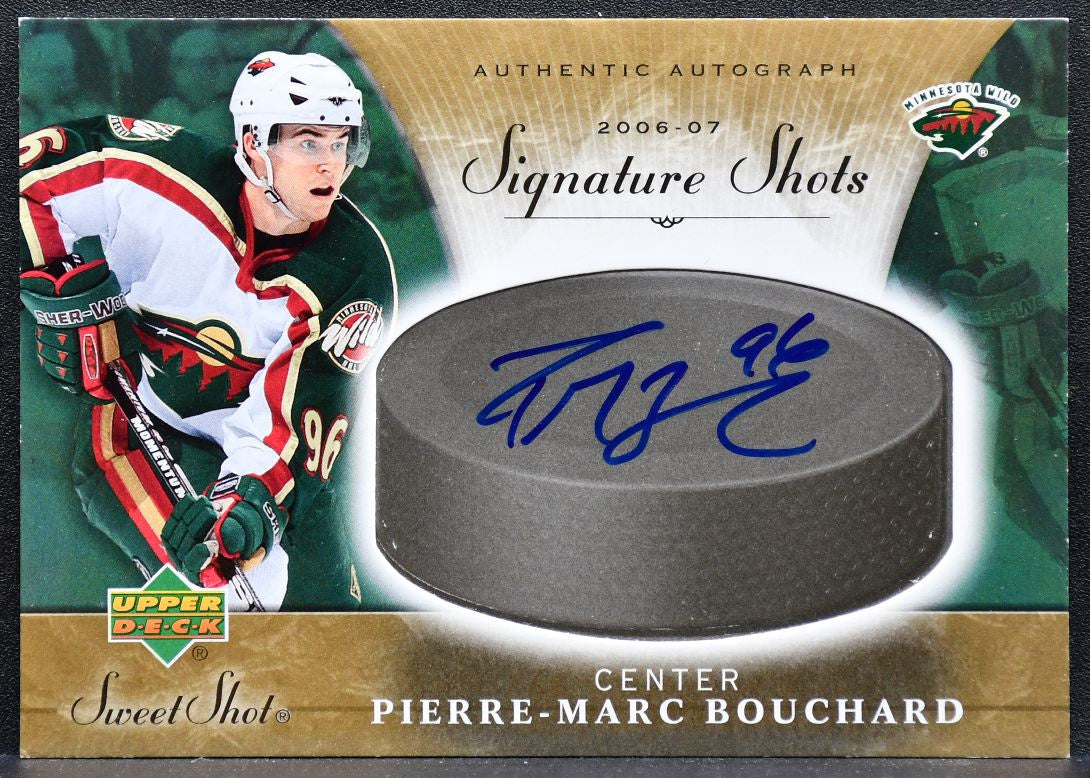 2006-07 UD Sweet Shot Signature Shots Pierre-Marc Bouchard Wild Auto 8122