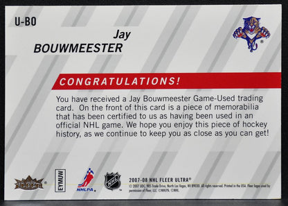2007-08 Fleer Ultra Uniformity Jay Bouwmeester U-BO Florida Panthers Jersey 8582