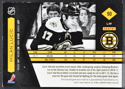 2011-12 Panini Limited Jersey Milan Lucic 90 Boston Bruins Jersey 2136
