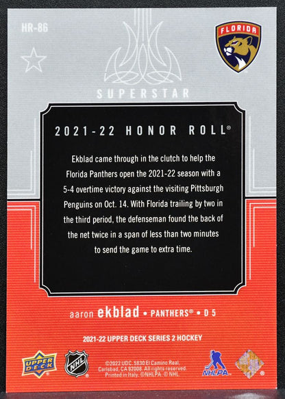 2021-22 Upper Deck Series 2 Honor Roll Aaron Ekblad HR-86 Florida Panthers 9911