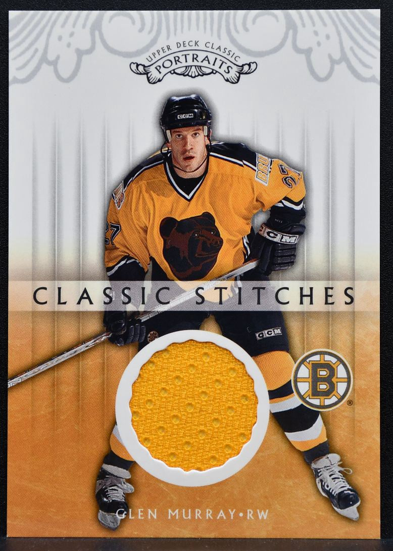 2003-04 Upper Deck Classic Portraits Stitches Glen Murray Bruins Jersey 0448