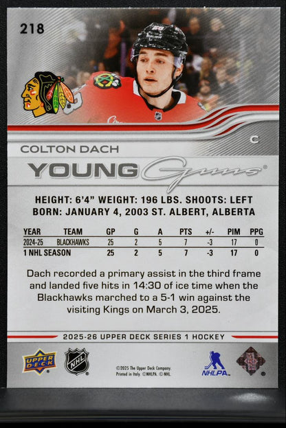 2025-26 Upper Deck Series 1 Young Guns Colton Dach Chicago Blackhawks RC 2959
