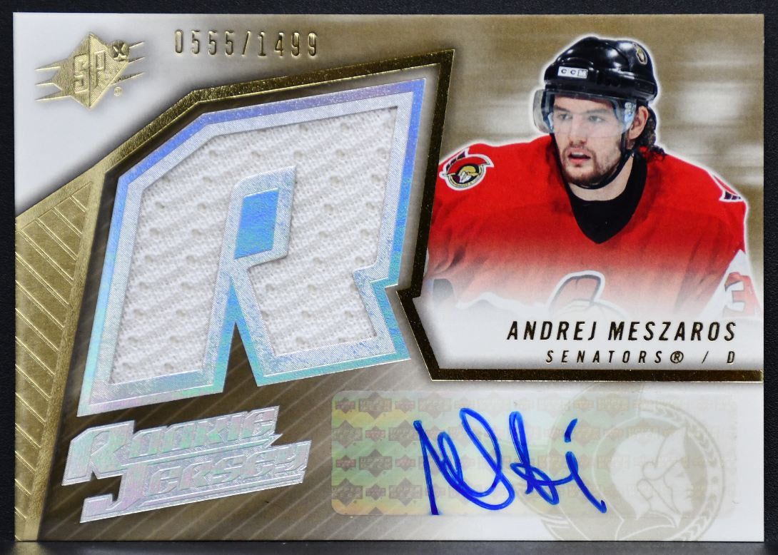 2005-06 SPx RC Jersey Andrej Meszaros 178 Senators RC Auto 0555/1499 Jersey 0348
