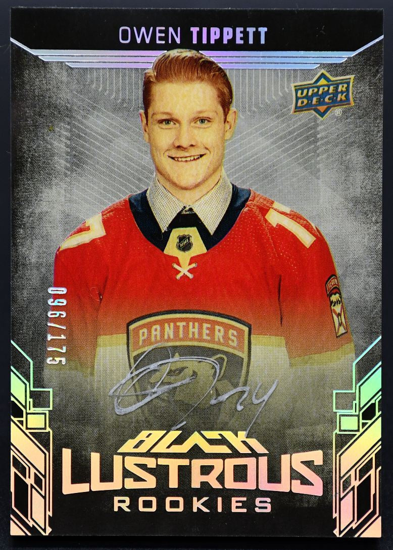 Carte autographiée Tippett LR-OT RC Auto 096/175, collection UD Black Black Lustrous Rookies 2017-18