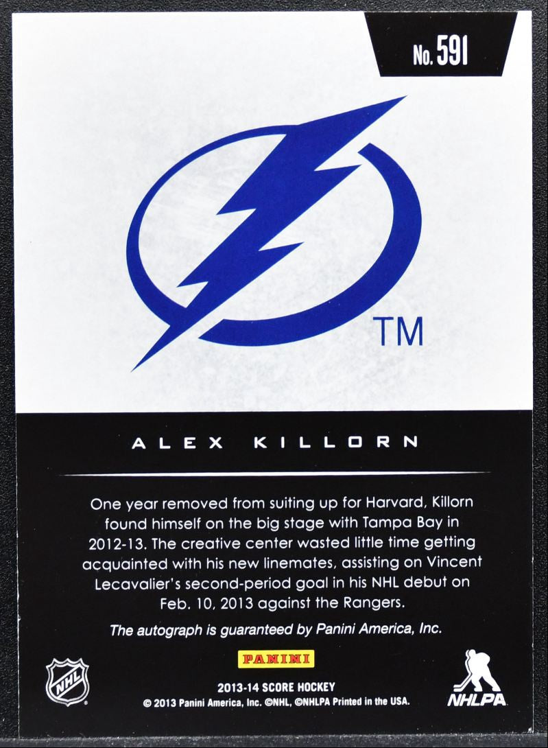 2013-14 Panini Score Hot Rookies Red Alex Killorn 591 Lightning RC Auto 0413