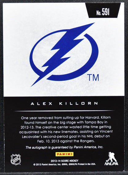 2013-14 Panini Score Hot Rookies Red Alex Killorn 591 Lightning RC Auto 0413
