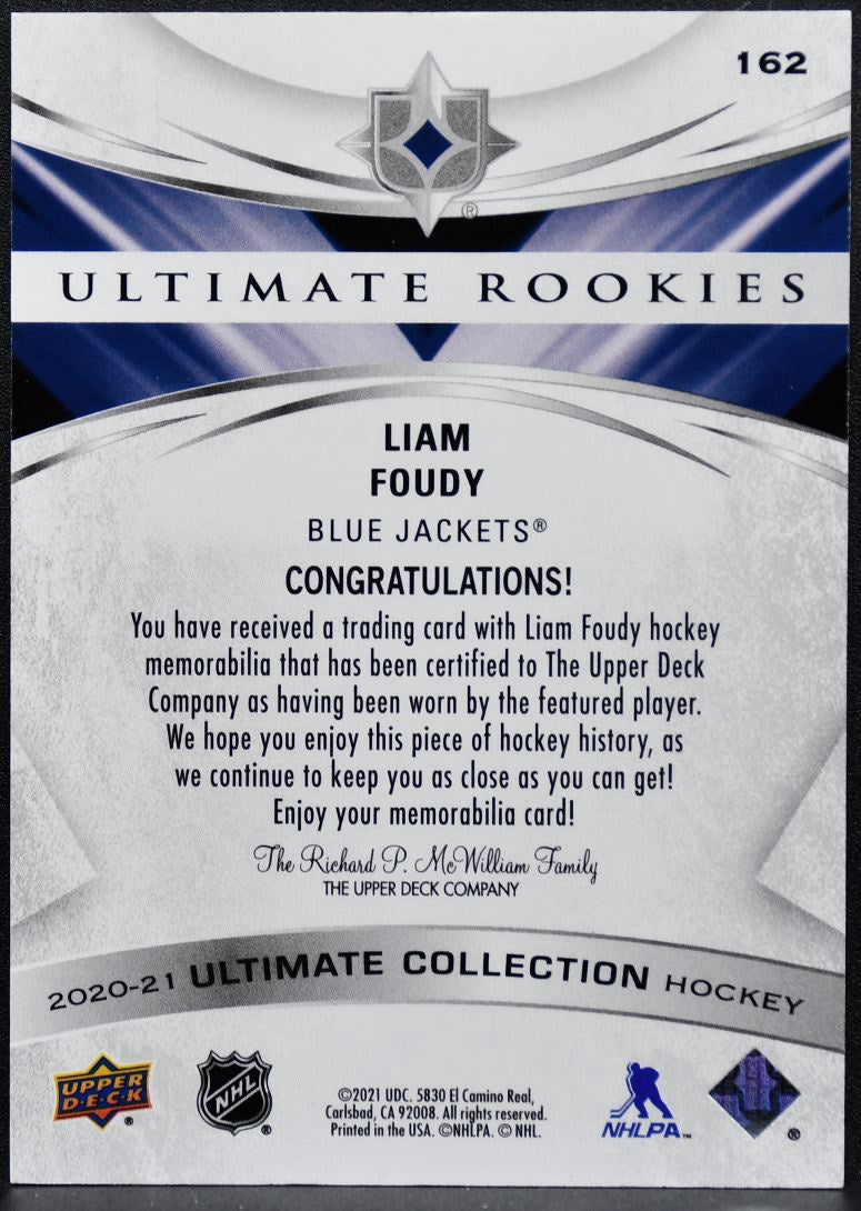 2020-21 UD Ultimate Collection Rookies Jersey Foudy RC /649 Jersey 0789