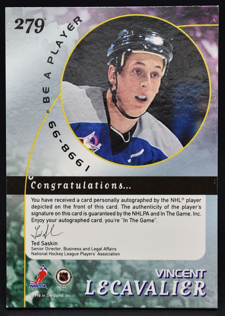 1998-99 Soyez un joueur Vincent Lecavalier 279 Auto