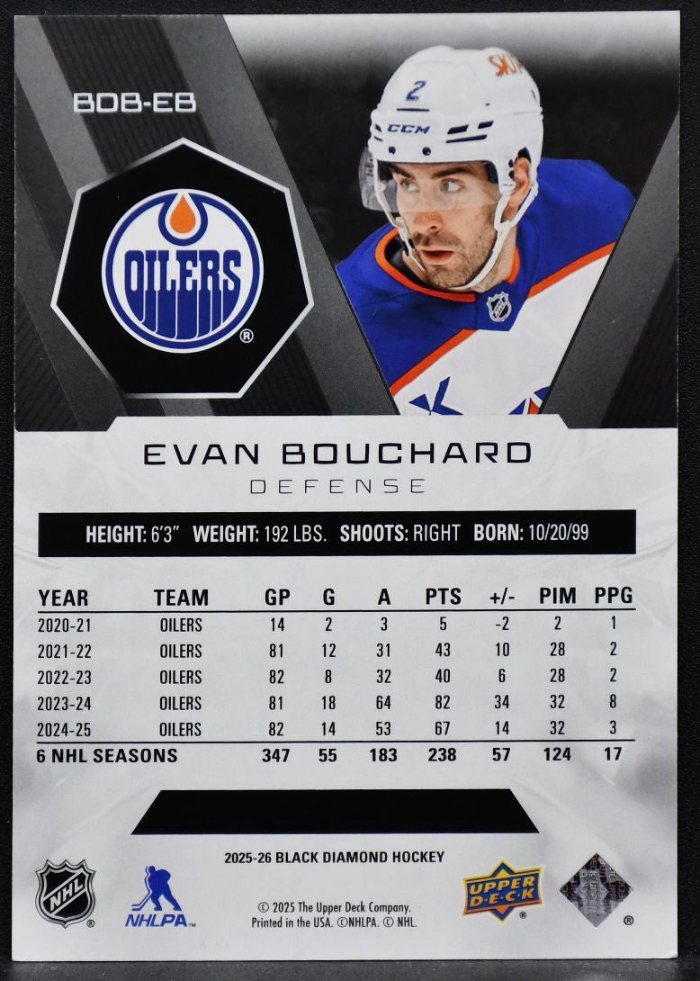 2025-26 UD Black Diamond Evan Bouchard BDB-EB Edmonton Oilers 199/349