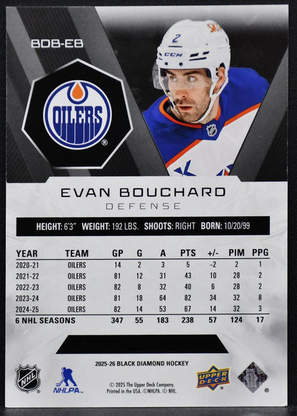 2025-26 UD Black Diamond Evan Bouchard BDB-EB Edmonton Oilers 199/349