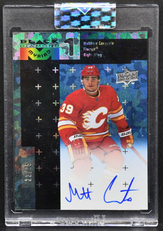 UD Clear Cut 98-99 Black Diamond Myriad Blue Parallel RC Coronato Flames Auto 25 5631
