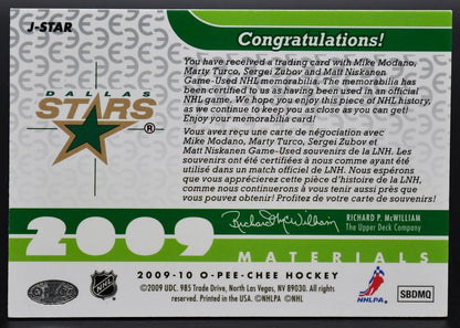 2009-10 OPC Materials Turco/Niskanen/Modano/Zubov Jersey
