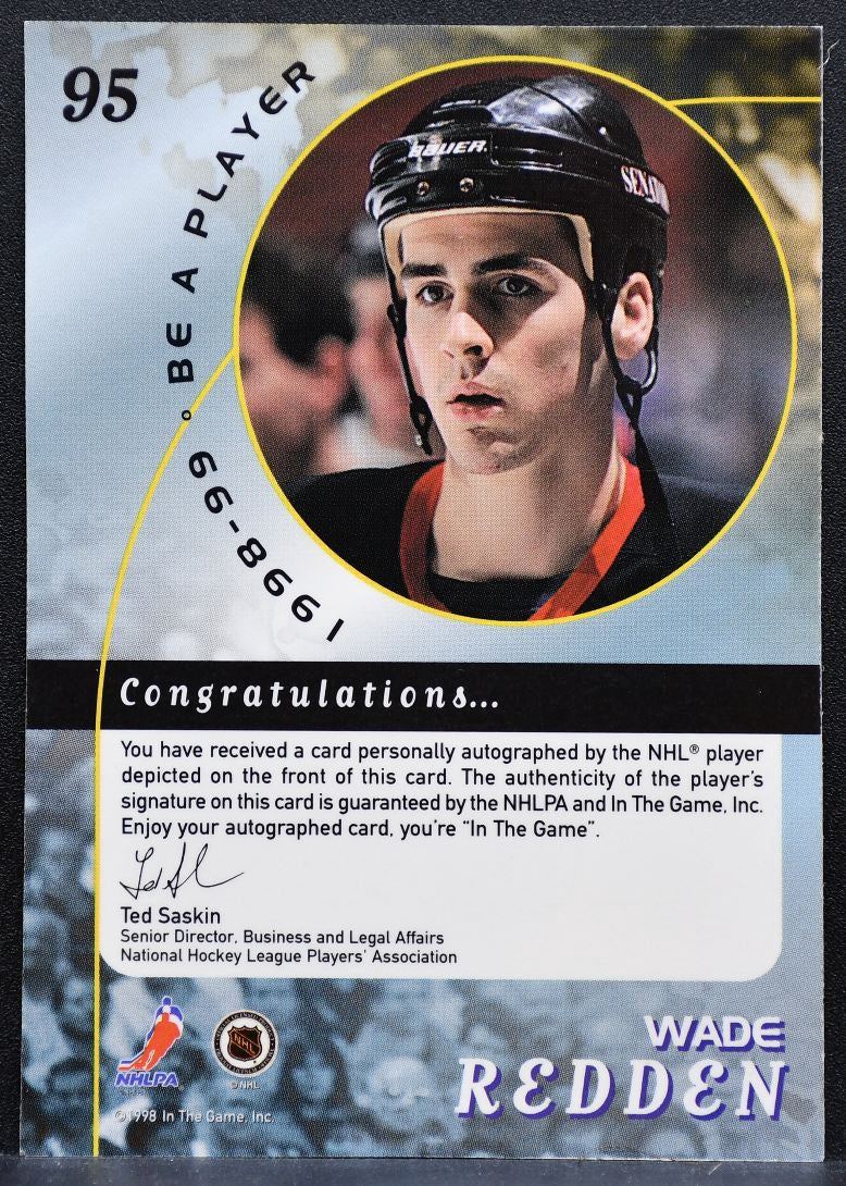 1998-99 Be a Player Autographs Wade Redden 95 Ottawa Senators Auto 9831