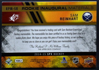 2014-15 SPx Rookie Inaugural Materials Sam Reinhart RPM-SR RC 81/99 Patch